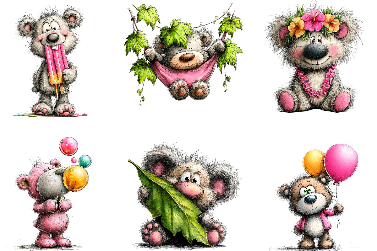 Summer Teddy Bear Clipart, an Animal Illustration by Designking (Photo 3 of 5)