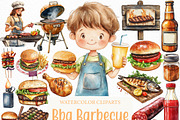 Watercolor Bbq Barbecue Clipart, an Illustration by Craft Nest (Thumbnail 1 of 6)