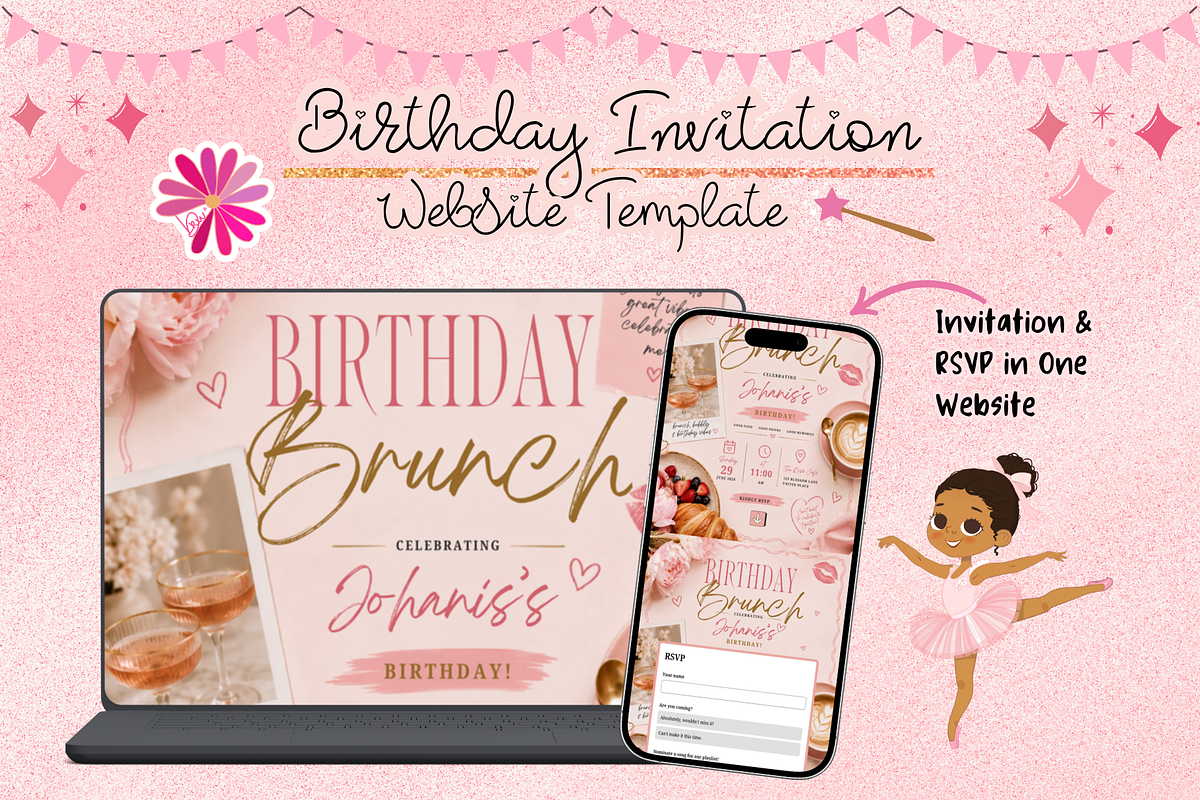 Birthday Brunch RSVP Website Invite, a Social Media Template by bellaROSEworkshop (Photo 3 of 5)