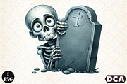 Funny Skeleton Peeking Bundle Clipar, an Illustration by DreamCafeArt (Thumbnail 1 of 7)