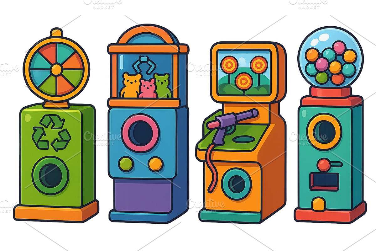 Colorful arcade machines in a, a Sport Illustration by ZinetroN