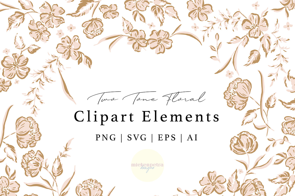 Boho Floral Clip Art Pink Brown, an Object Graphic by Mieken Petra Designs (Photo 1 of 3)