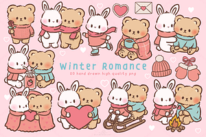 Winter Romance animals clipart, an Animal Illustration by Blumensdiary