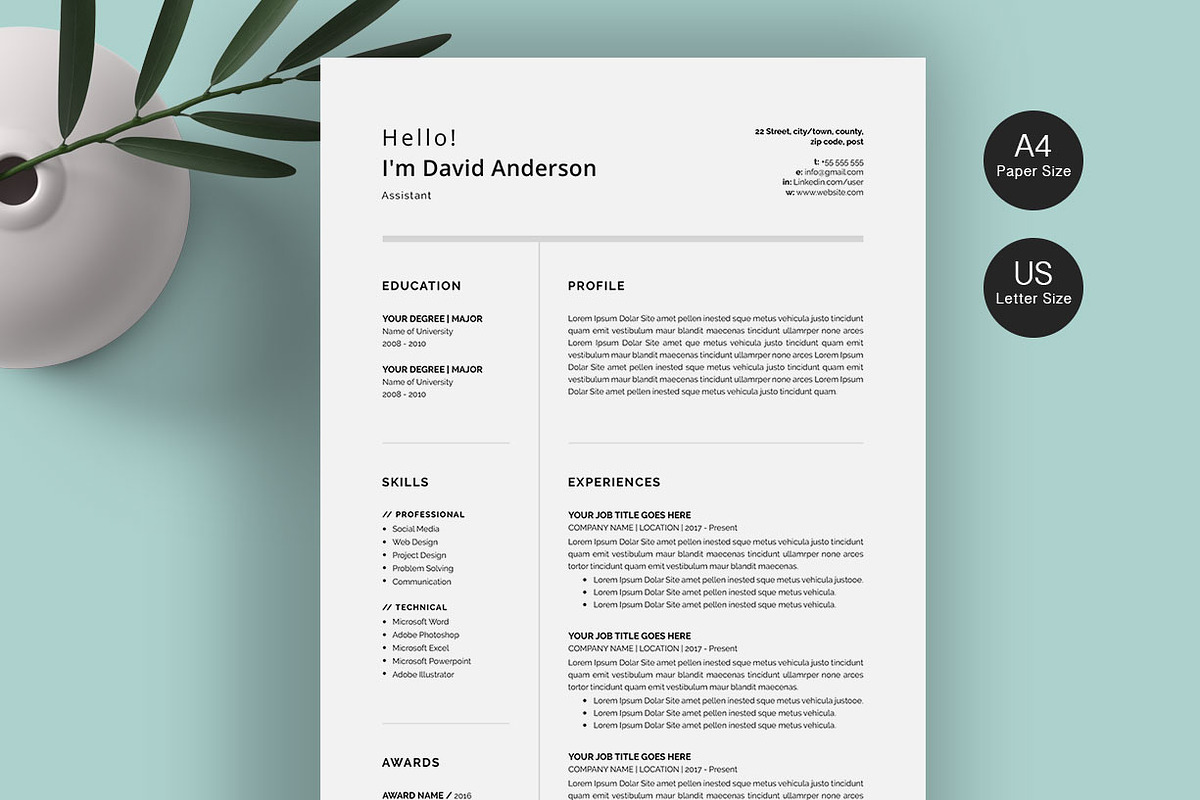 Professional Resume/CV, a Resume Template by SlideCo (Photo 1 of 7)