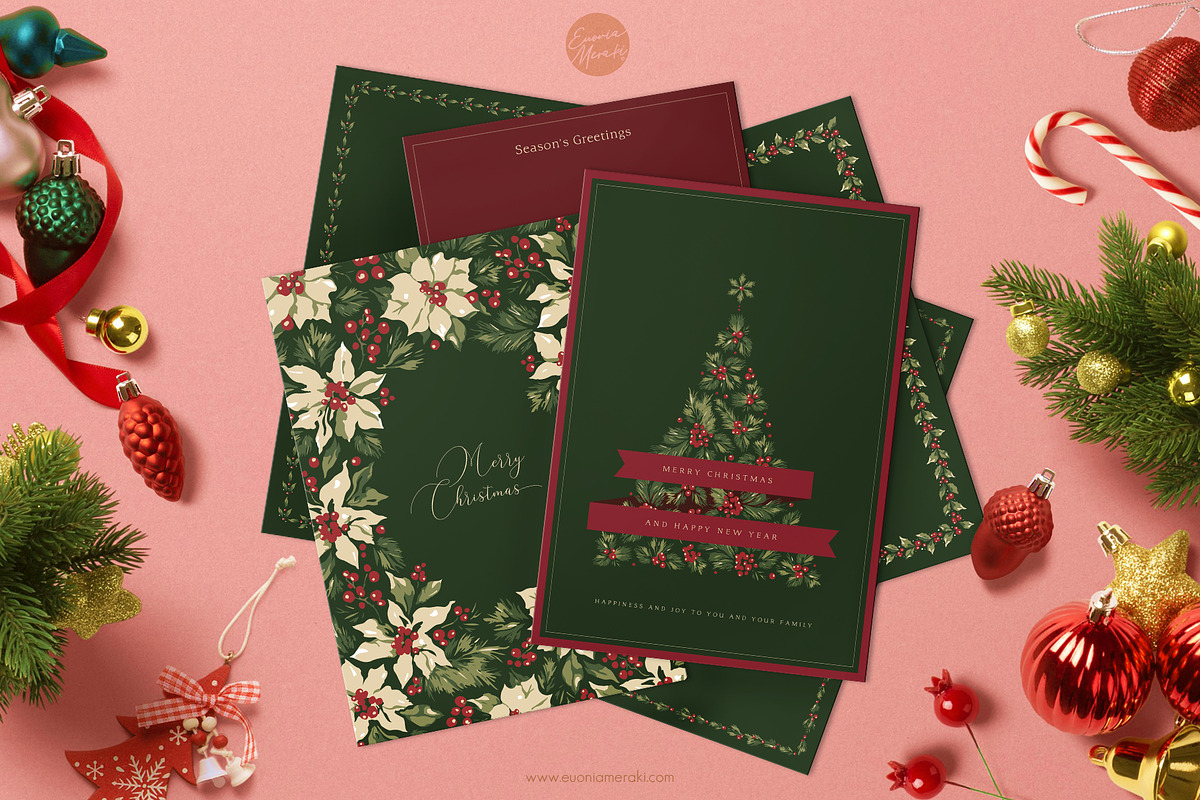 Floral Christmas Cards & Backgrounds, a Background Graphic by Euonia Meraki (Photo 9 of 10)