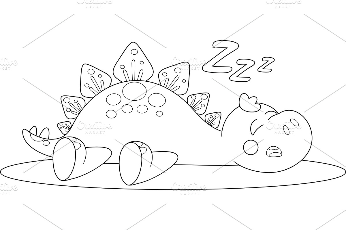 Outlined Cute Baby Dinosaur, an Illustration by HitToon