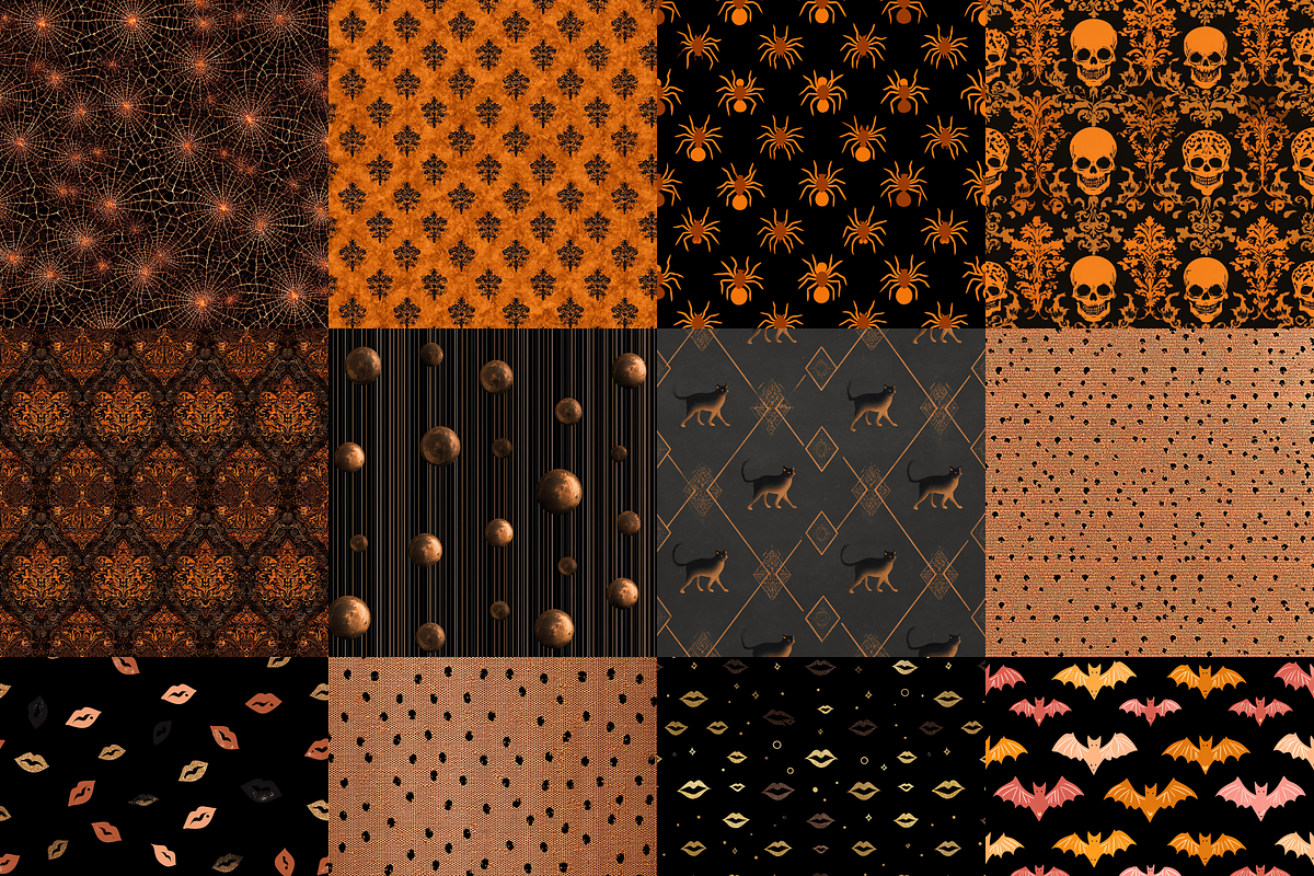 Black Copper Halloween Digital Paper, a Pattern Graphic by LA Design (Photo 4 of 10)