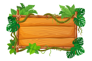 Bamboo tropical frame banner, an Object Illustration by Buch&Bee