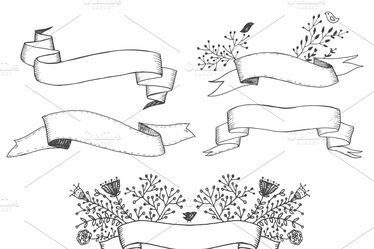 Hand drawn ribbons, an Illustration by sollia (Photo 2 of 2)