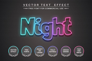 Night Neon - Editable Text Effect