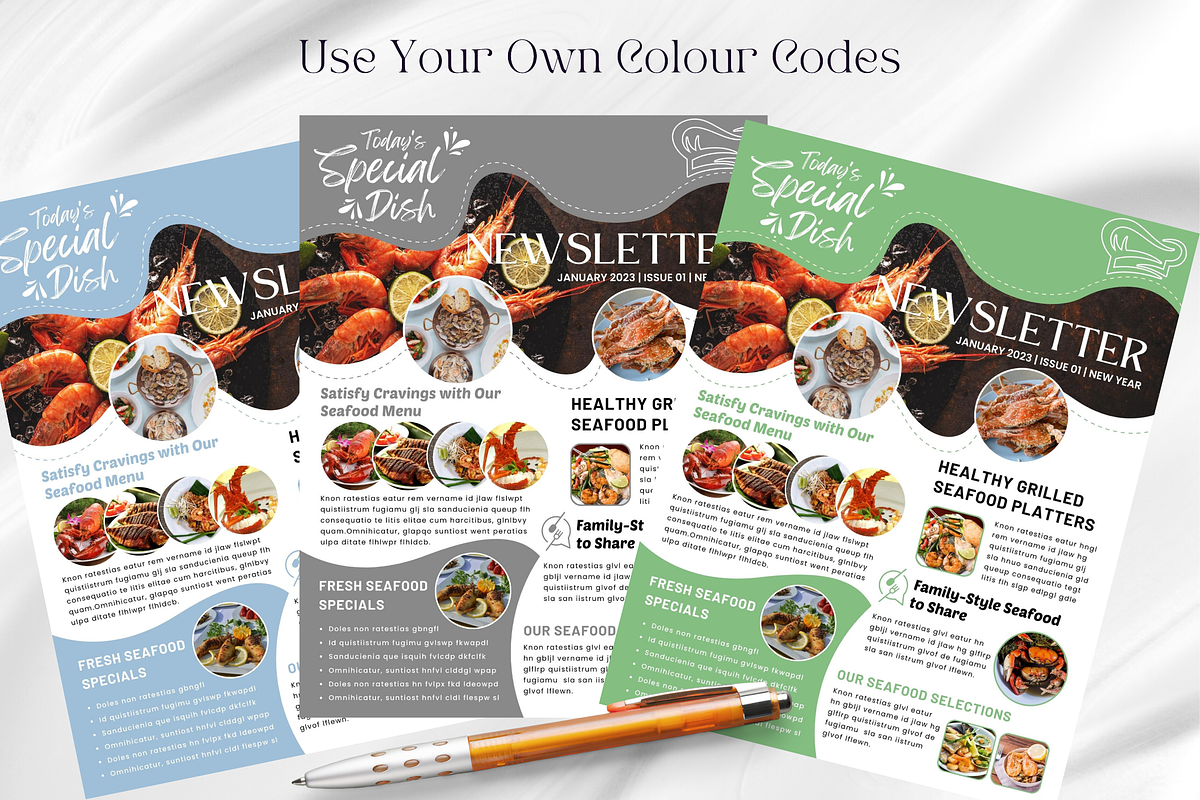Canva Seafood Newsletter Template preview 4