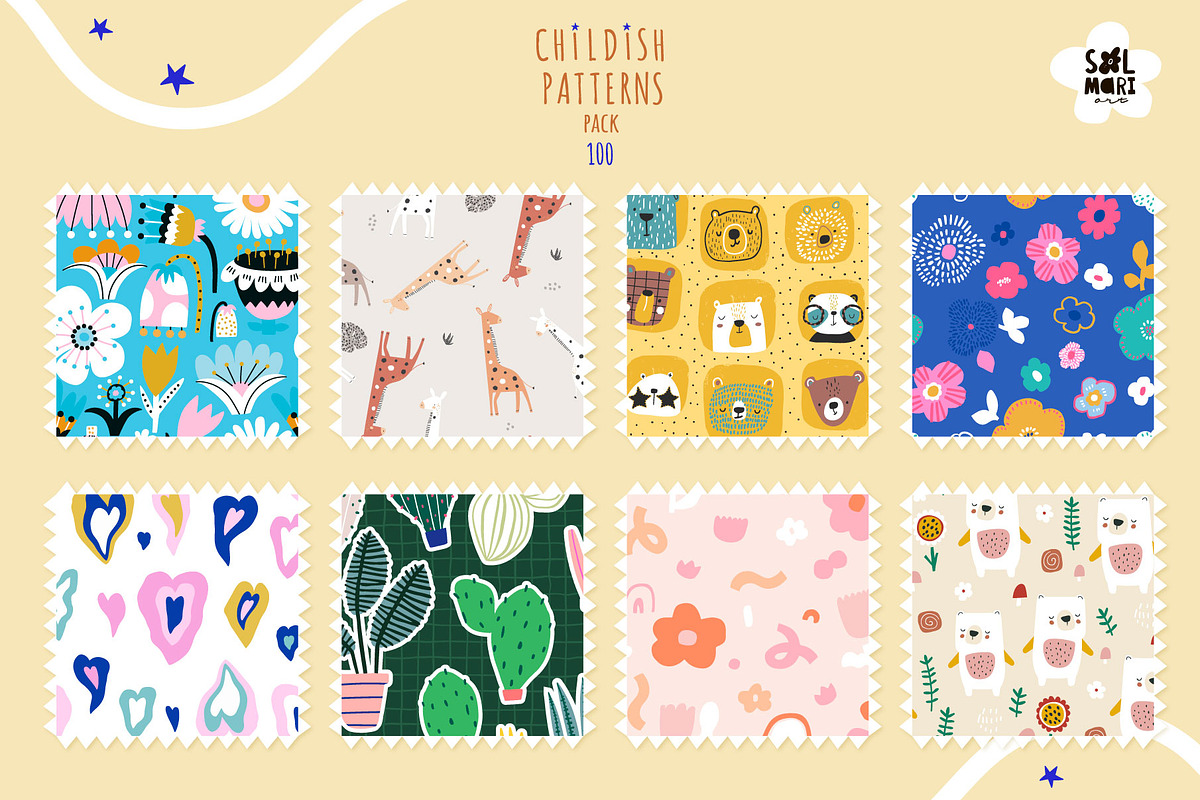 CHILDISH PATTERNS PACK vol.8, a Pattern Graphic by solmariart