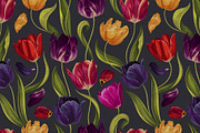Multicolored Tulips Vector Pattern, a Pattern Graphic by MarynaPetrovska (Thumbnail 3 of 13)