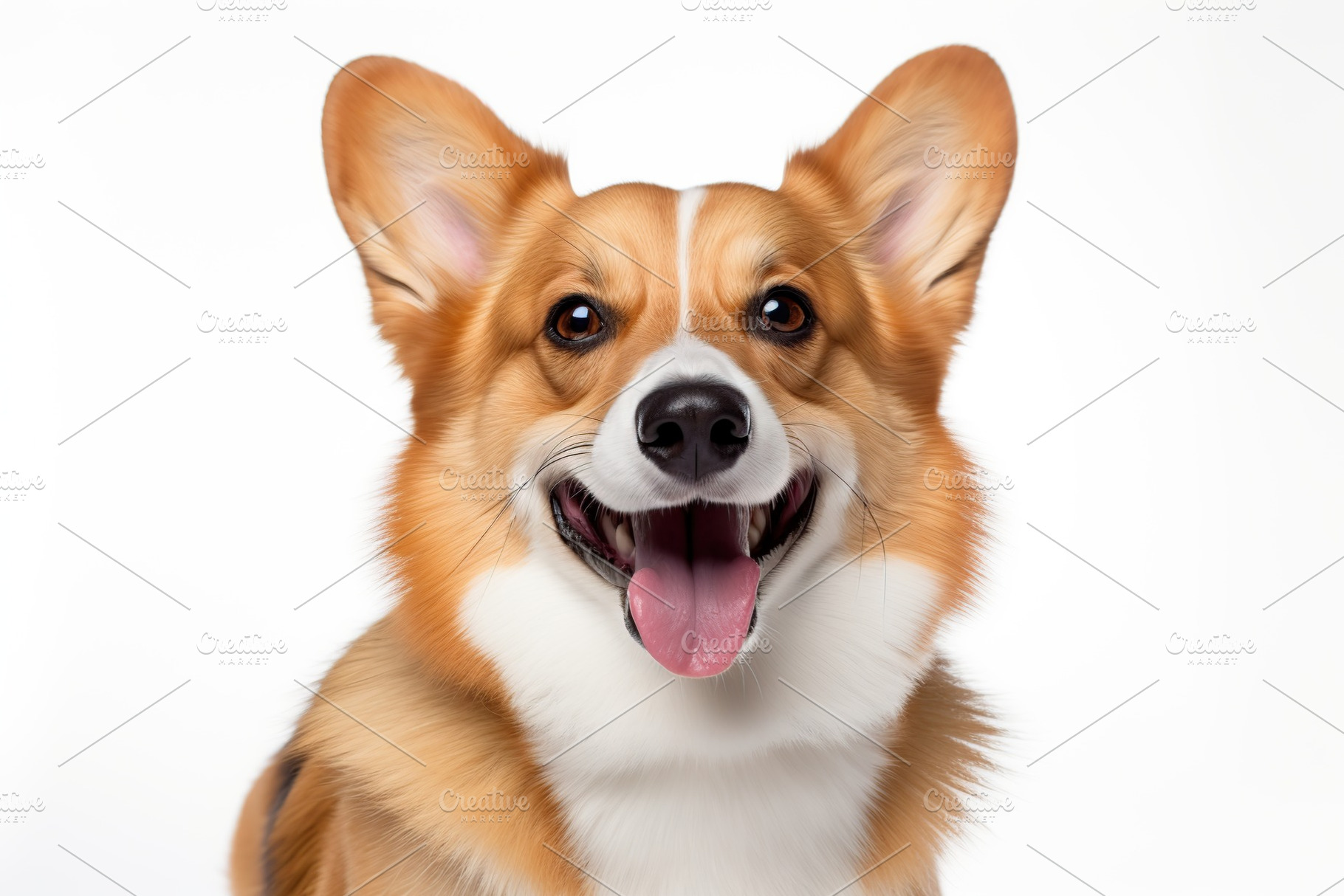 Happy welsh corgi dog on white background, an Animal Photo by AlyaAnd