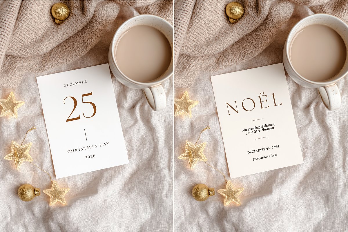 Beige Christmas Invitation Mockup, an Advertising Mockup by Serenefeeling (Photo 2 of 7)