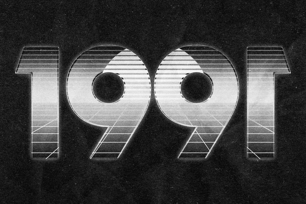 1991 Retro Chrome Text Effect, a Layer Style Add-On by Design Squad (Photo 2 of 4)