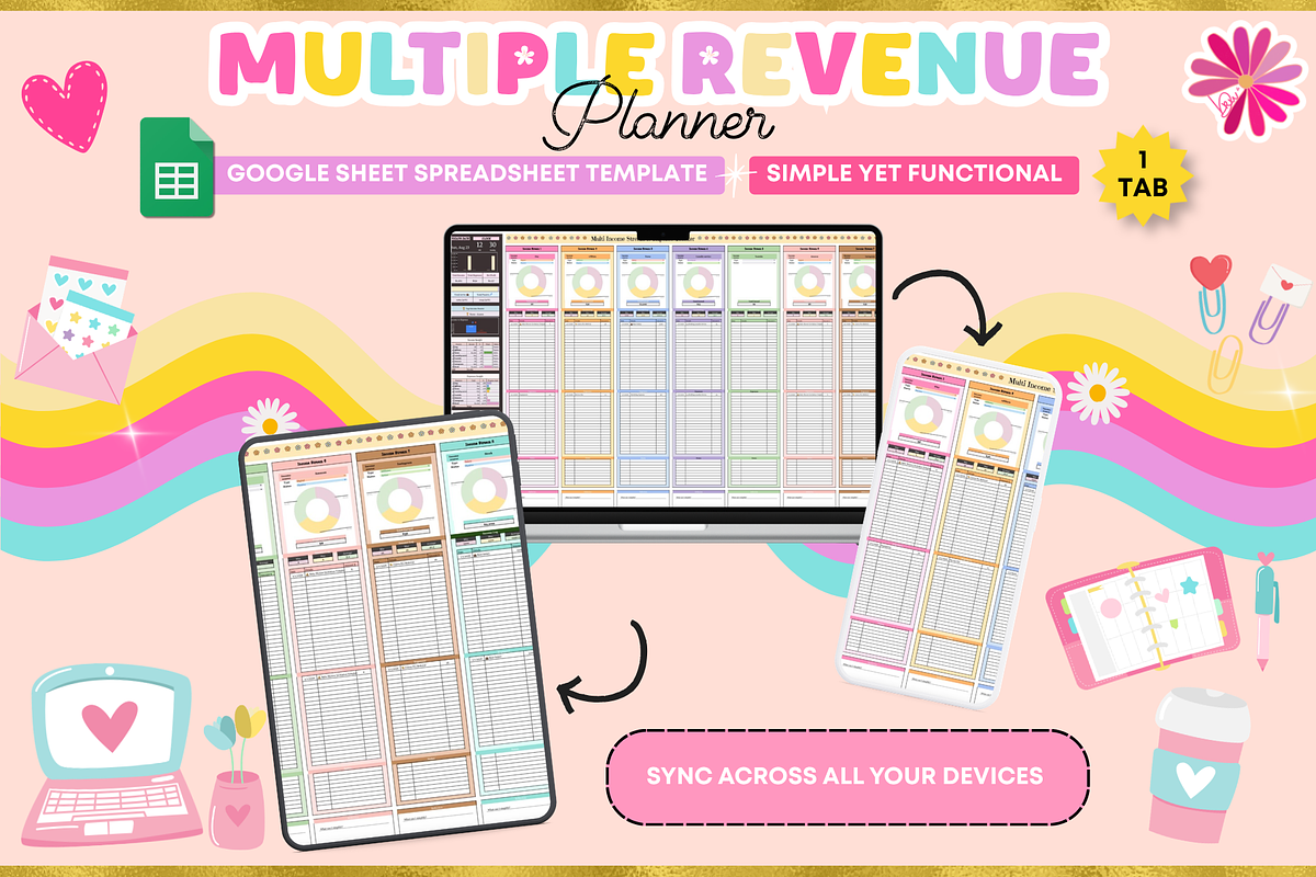 Multiple Revenue Planner Spreadsheet, a Stationery Template by bellaROSEworkshop (Photo 4 of 5)
