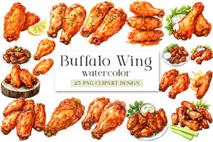 Buffalo Wing Clipart, an Illustration by DreamArtGraphic