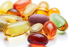 Colorful pills and capsules representing health, wellness, nutri, a Photo by Studio ANNA