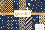 Gold Foil Digital Papers in Navy, a Pattern Graphic by Amanda Ilkov (Thumbnail 1 of 4)