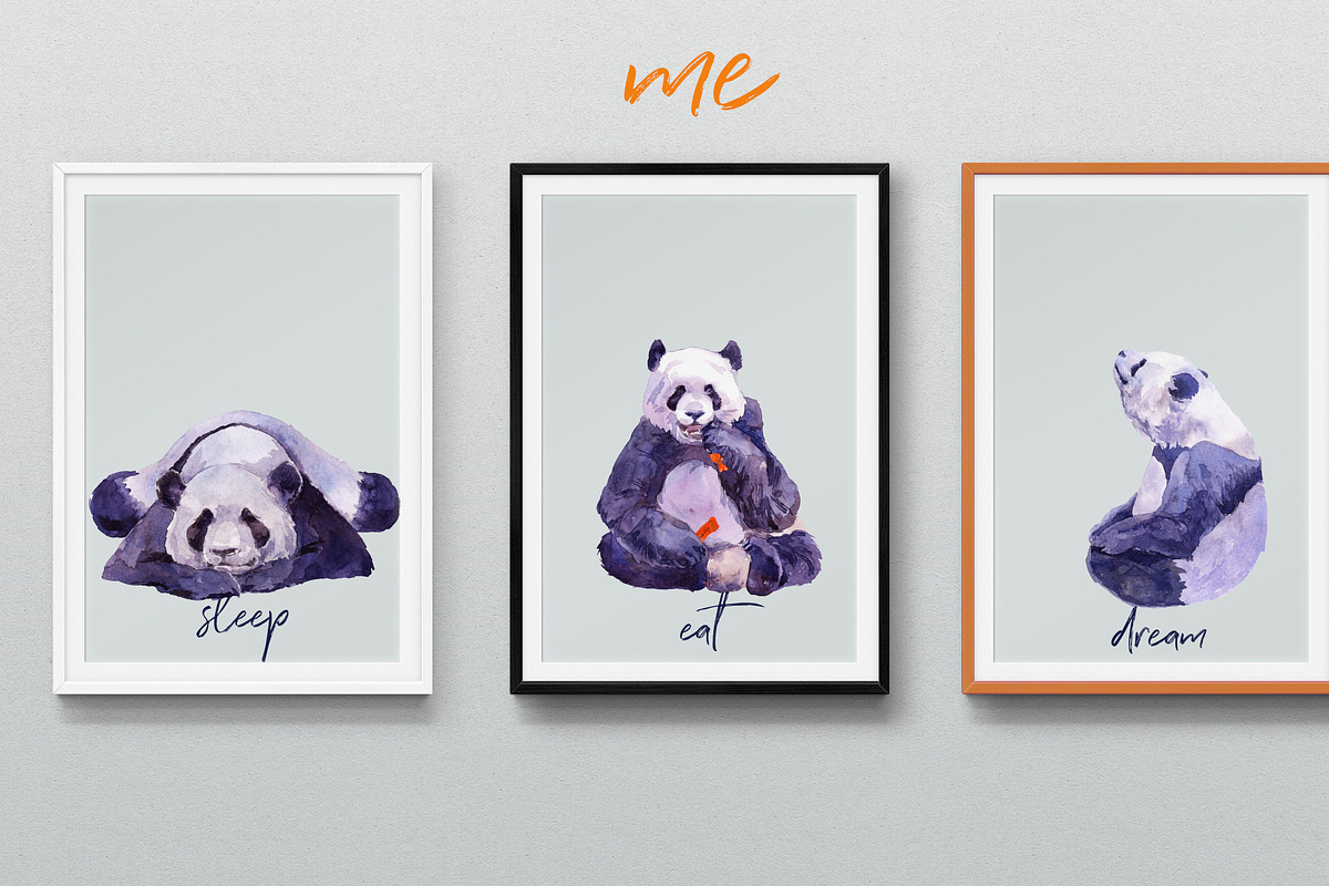 Triathlon Panda Watercolor Set, an Animal Illustration by Cat In Colour (Photo 3 of 4)