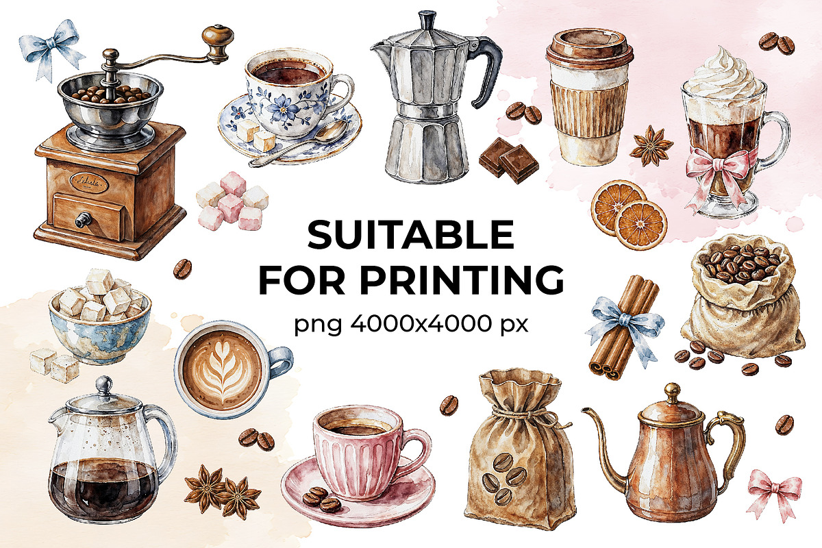 Watercolor Coffee Clipart (46), a Food Illustration by Iryna Denysova (Photo 2 of 8)