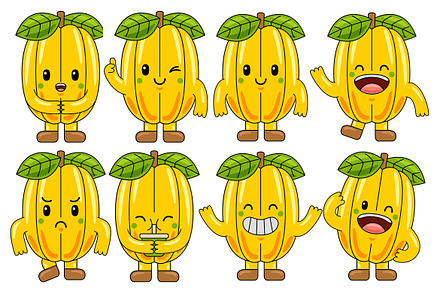 Starfruit Mascot Vector Pack