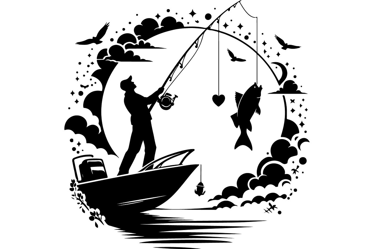 Vintage Fishing Scene Bundle, an Object Graphic by Designer_Momina (Photo 3 of 13)