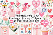 Valentine's Day Postage Stamp Clipar, an Illustration by Libby Wishes (Thumbnail 1 of 6)