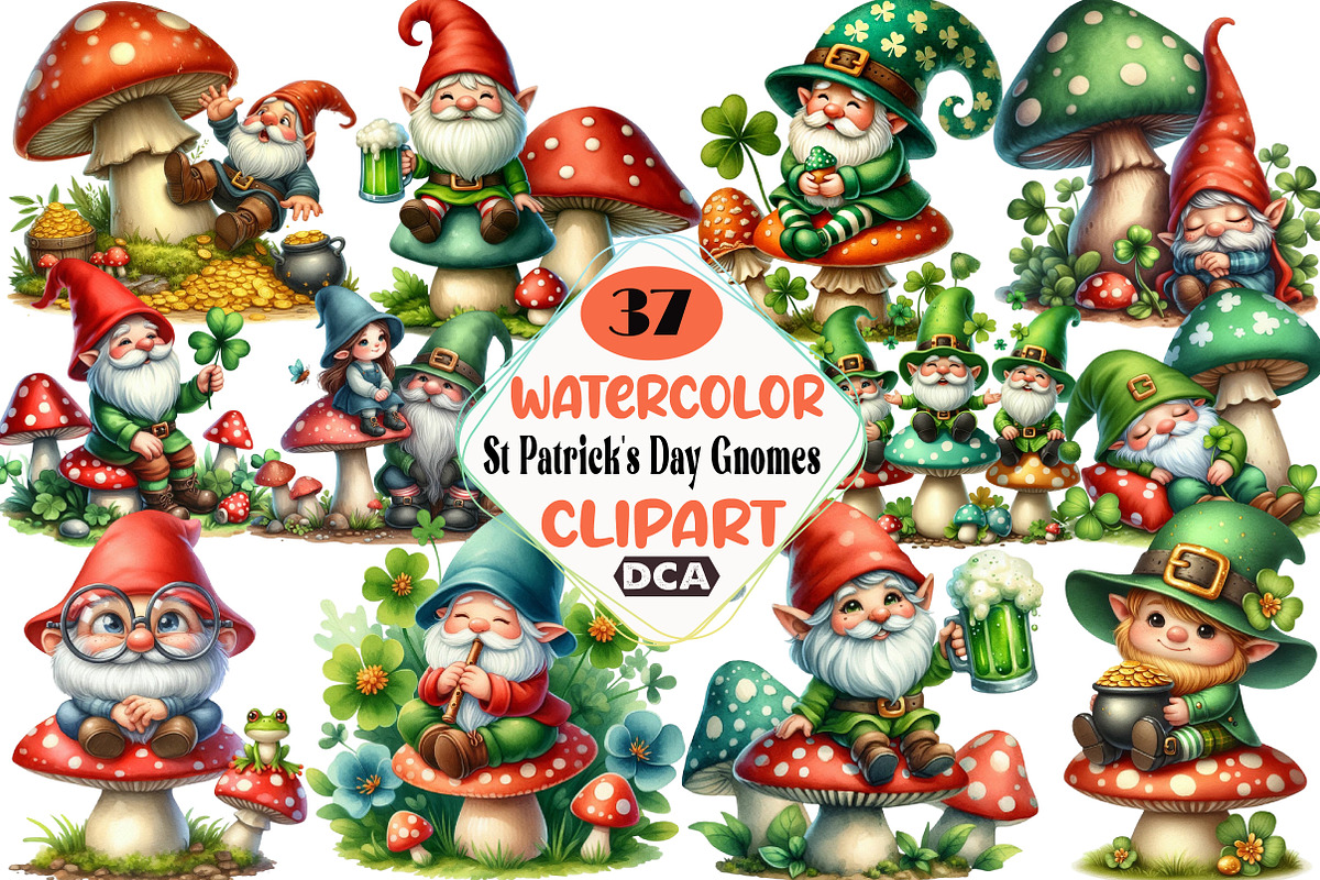 St Patrick's Day Gnomes, an Illustration by DreamCafeArt (Photo 1 of 4)