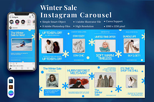 Winter Sale Instagram Carousel Canva, a Social Media Template by Attype