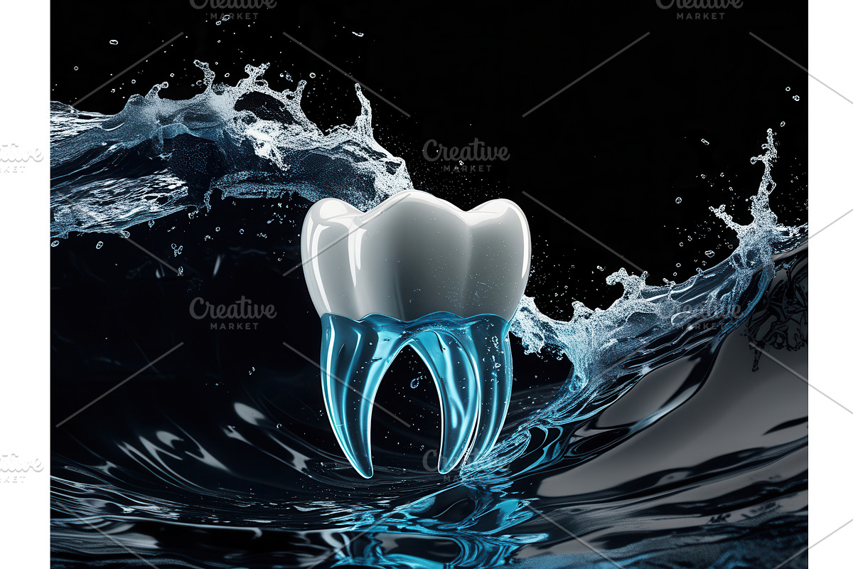 Tooth with glowing roots surrounded, an Illustration by tilialucida