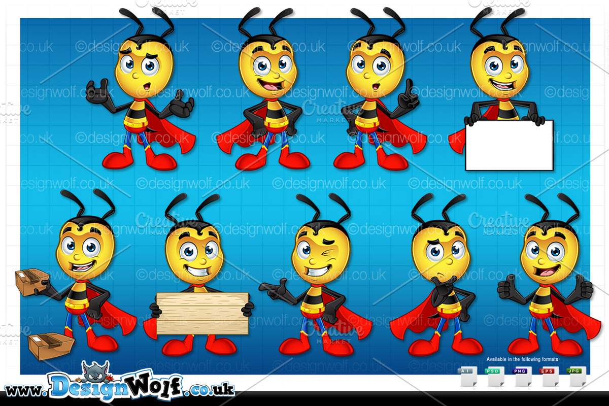 Super Little Bee - In 9 Poses, an Animal Illustration by DesignWolf (Photo 2 of 2)