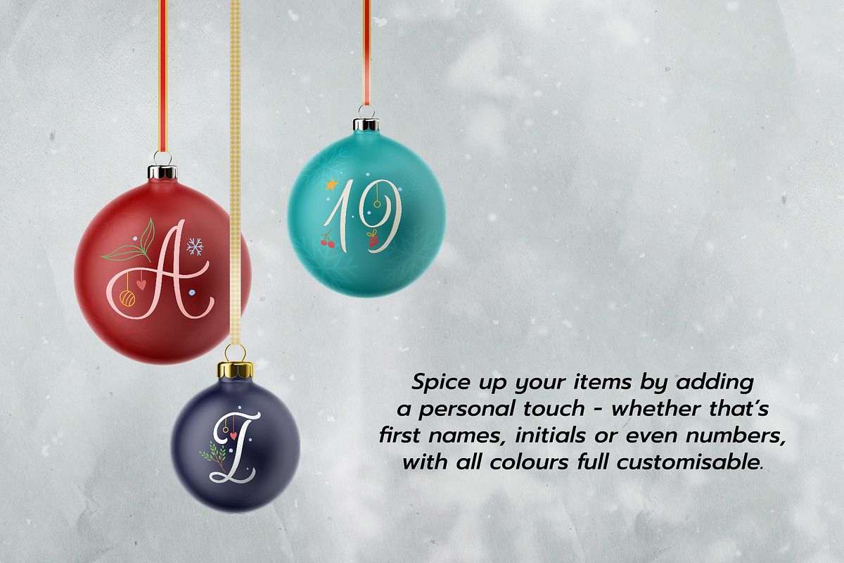 Christmas Colors Monogram Font, a Handwritten Font by Leah Design (Photo 5 of 10)