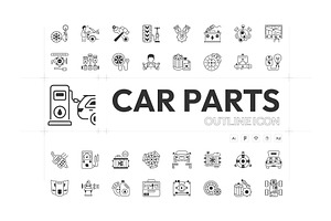Car Mechanic Icon Collection, an Outline Icon by Prosymbols