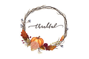 Thankful Thanksgiving Wreath Art