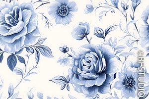 ROSES. Toile De Jouy. Seamless 8