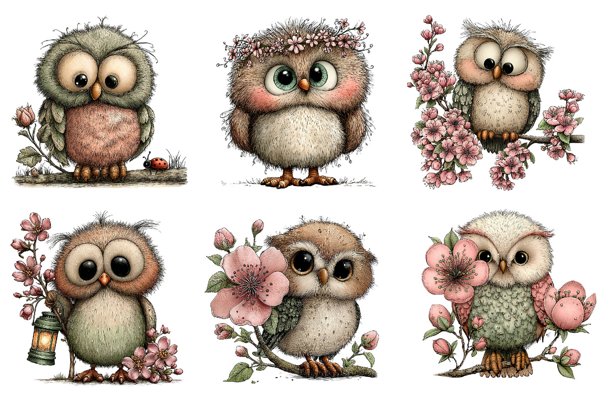 Whimsical Spring Owl Clipart, an Illustration by Dream Creation (Photo 5 of 7)