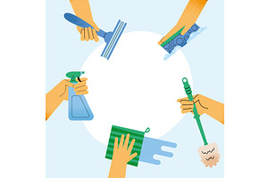 hands tending to household, an Object Illustration by studiogstock