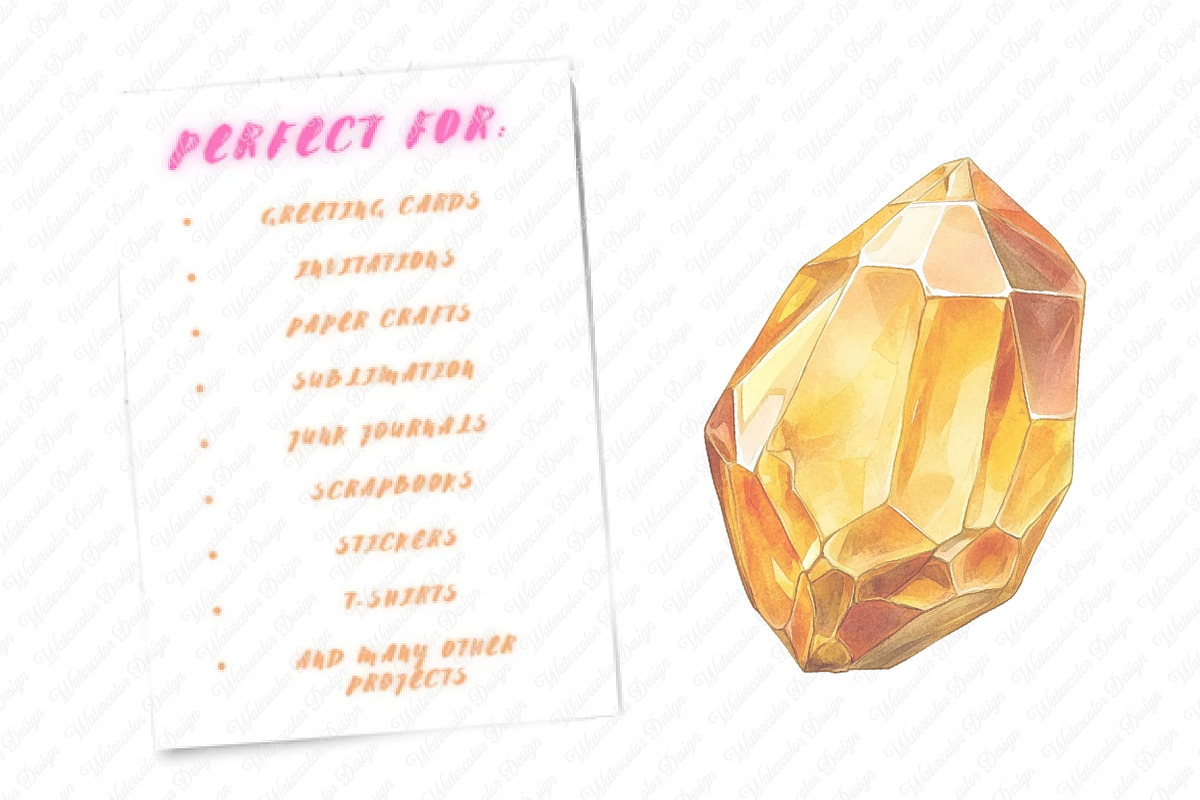 Watercolor Gemstones Clipart, an Illustration by Watercolor design (Photo 3 of 4)