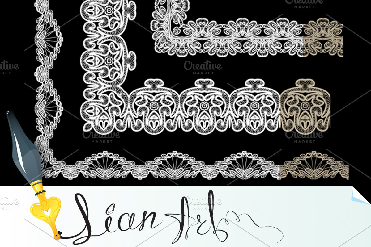 Frame Element  lace edges and border, a Pattern Graphic by Lian-art