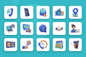 3D Animated Get In Touch Icons