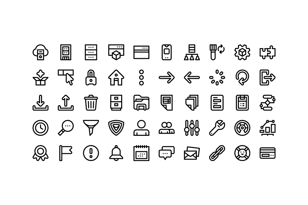 50 SaaS Dashboard Icons, an Outline Icon by Side Project (Photo 2 of 8)