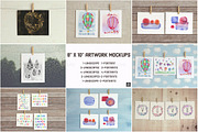 8x10 Artwork Mock Ups on Clothesline, a Print Template by JSquarePresents (Thumbnail 1 of 3)