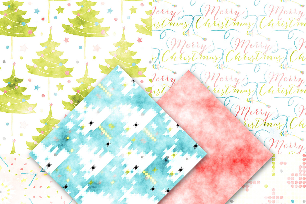 Christmas Watercolor Digital Paper preview 3