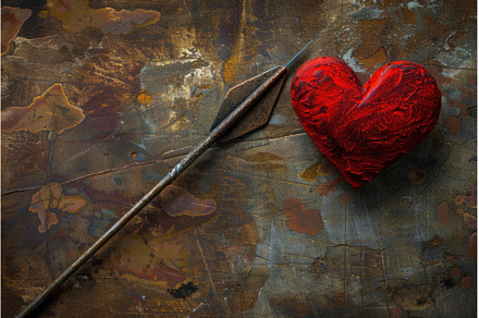 Rusty arrow pointing to red heart on, an Arts & Entertainment Photo by Ylivdesign