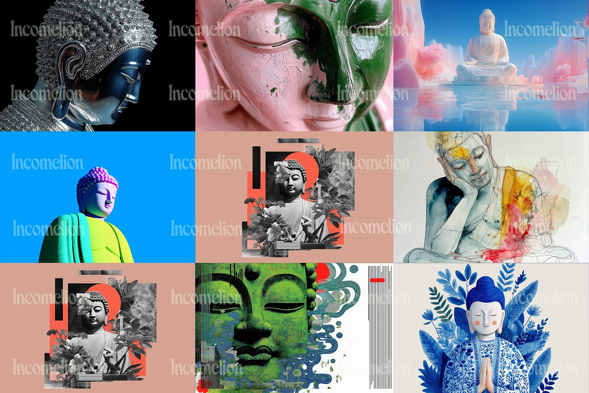 150 Spiritual Buddha Illustrations, a Decorative Illustration by Incomelion (Photo 15 of 21)