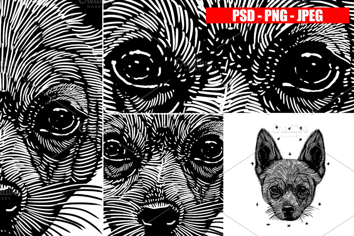 Dogs Collection Black and White Art, an Animal Illustration by Design by sebrodbrick (Photo 12 of 22)