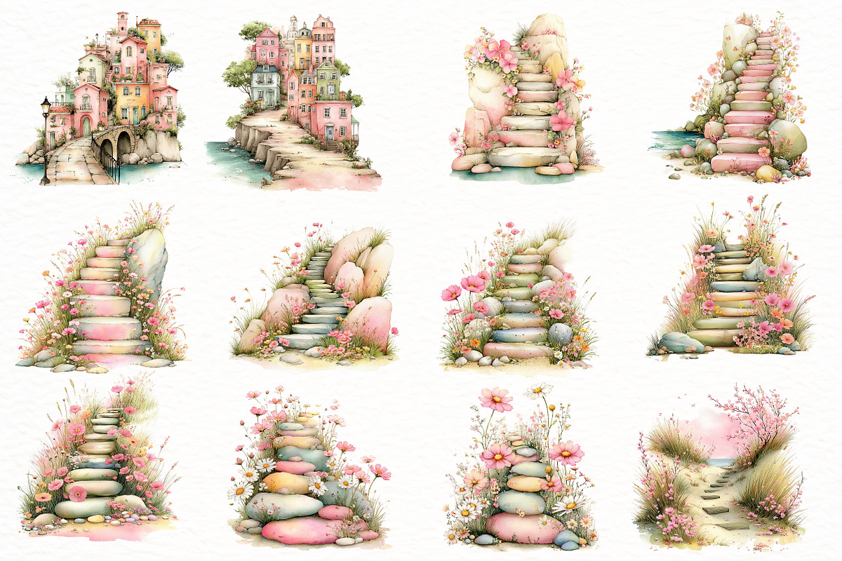 whimsical summer pathway Clipart, an Illustration by Designworld (Photo 3 of 8)