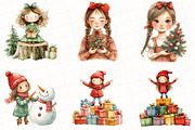 Watercolor Christmas Girls Clipart, an Illustration by OK Design (Thumbnail 4 of 5)